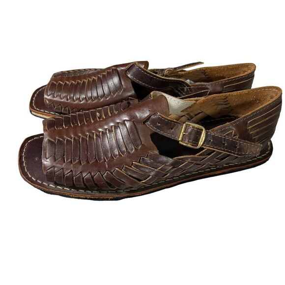 Men’s Mexican Huarache Woven Leather Buckled Sandals main image 6